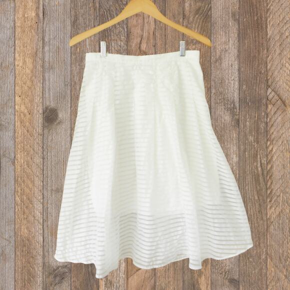 Anthropologie Leifsdottir Shadow Stripe Midi Skirt in Whte Size 6 - Picture 9 of 11